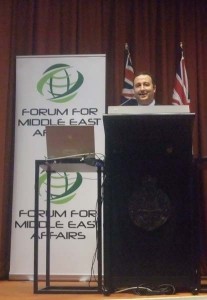 The Hon Shaoquett Moslemane MLC chaired a Forum for Middle East Affairs