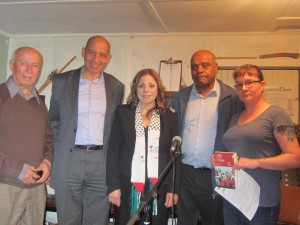 From left Hassan Fakhridin, Issa Shaweesh, Marcelle Mansour Saleh Saqqaf and Sarah Irving